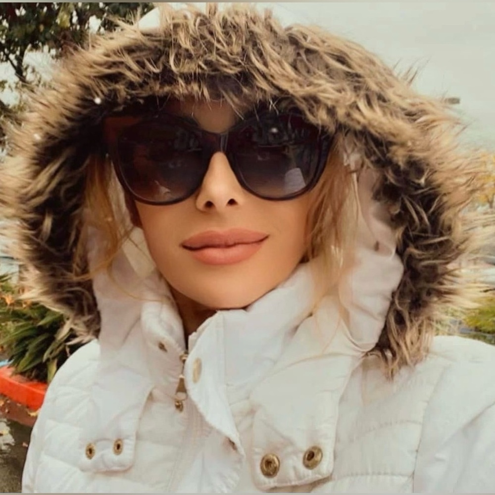 New Look White Puffer Jacket with Faux Fur Hood